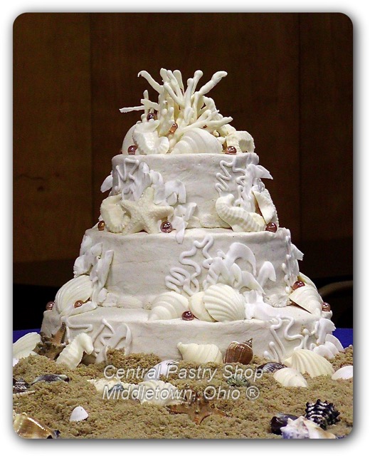 Beach theme wedding cake