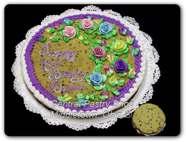 Chocolate chip cookie birthday cake